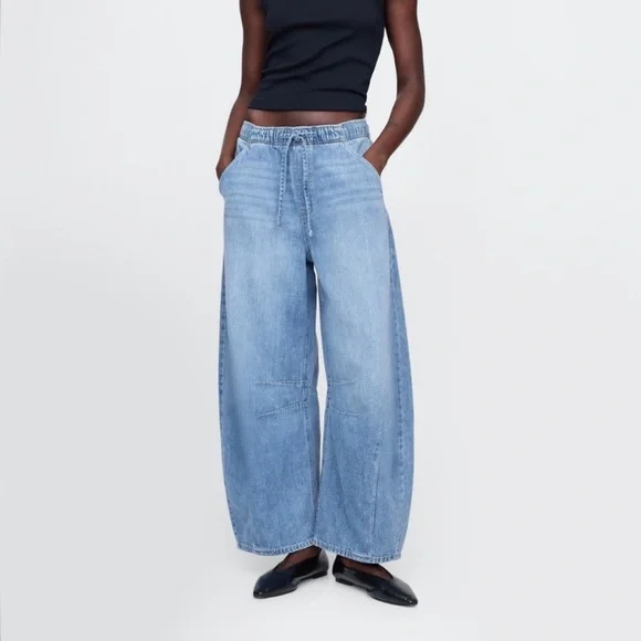 Gap Women’s Denim Pull-On Barrel Jeans XL - Picture 2 of 13